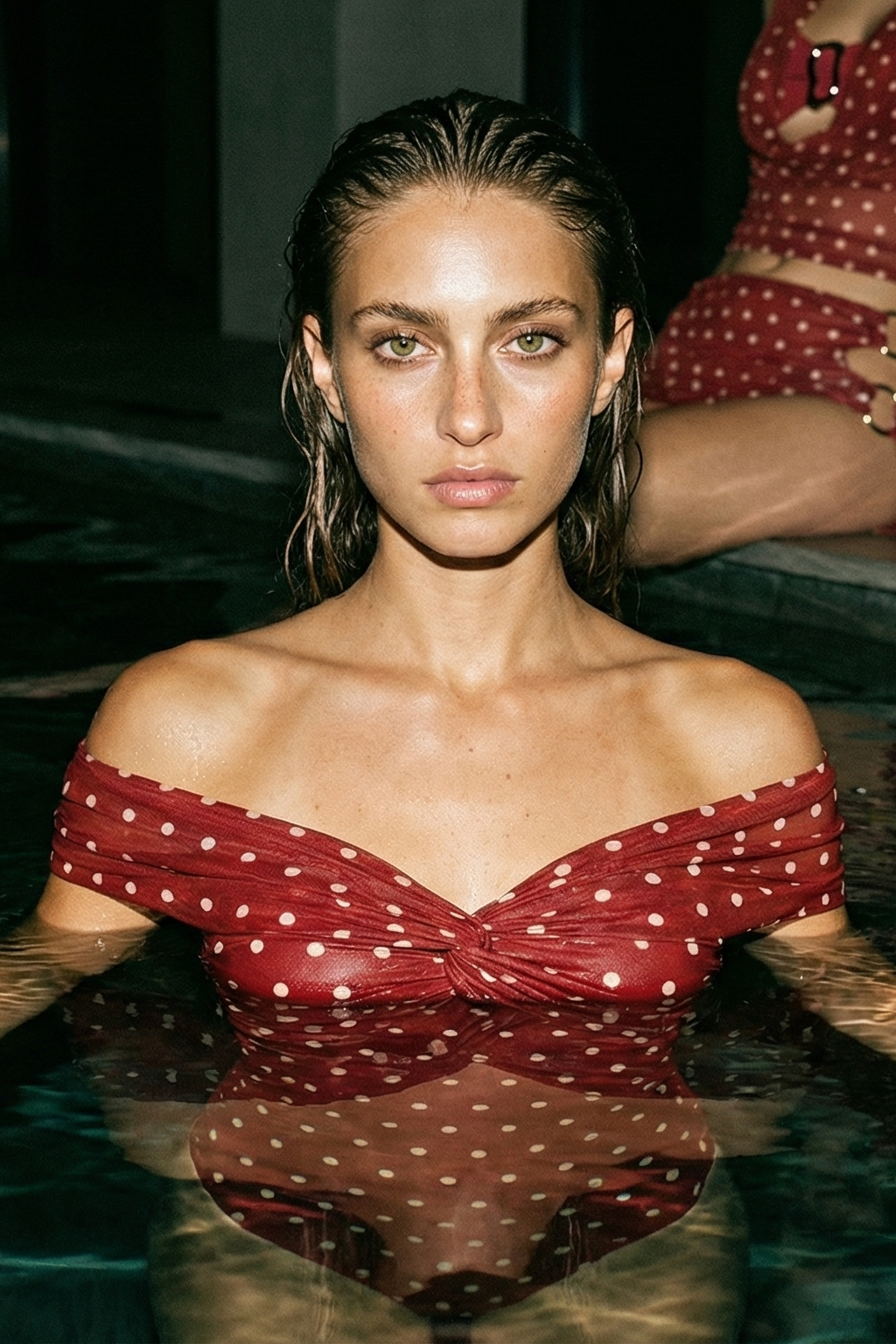 Happy One Piece - Bordeaux & Beige Polka Dots